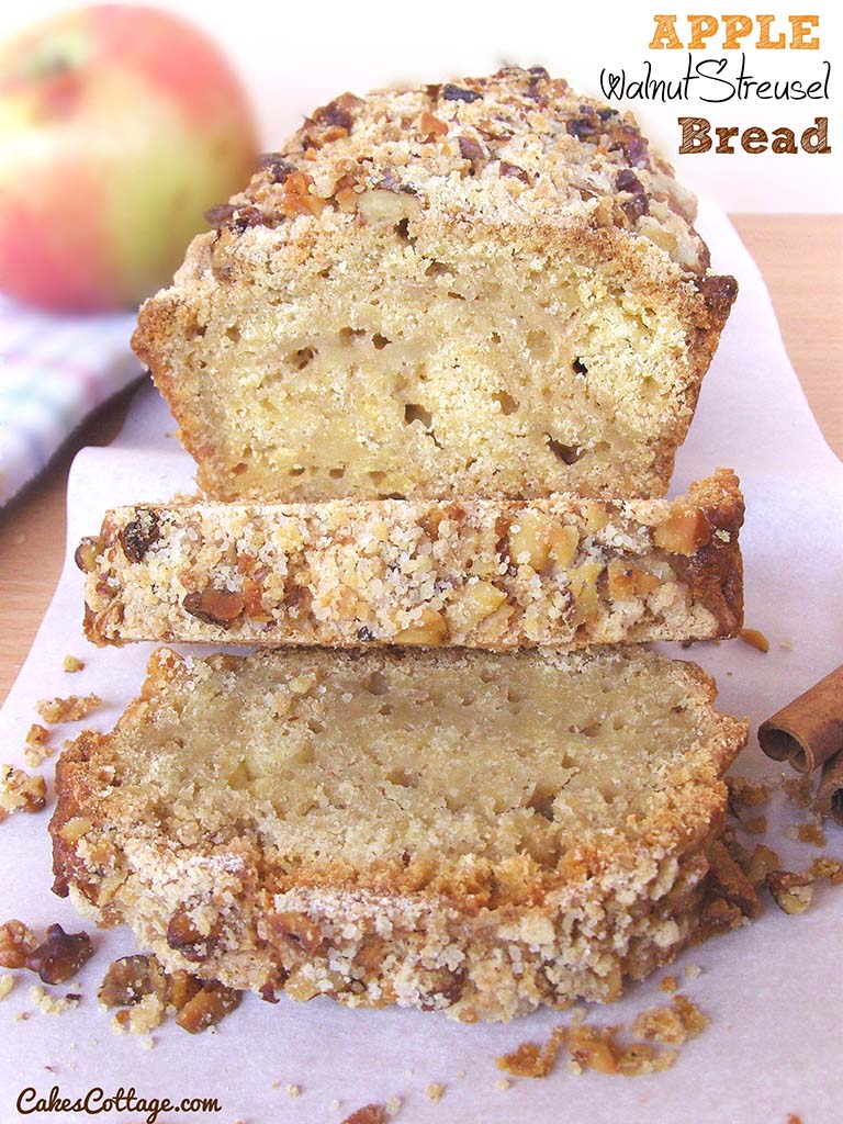 Apple Walnut Streusel Bread - Cakescottage