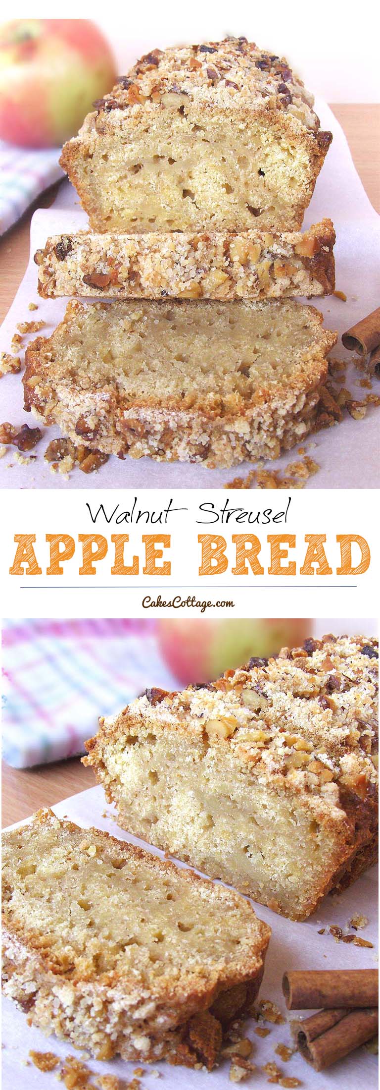 Apple Walnut Streusel Bread - An excellent way to enjoy your favorite kind of apple.