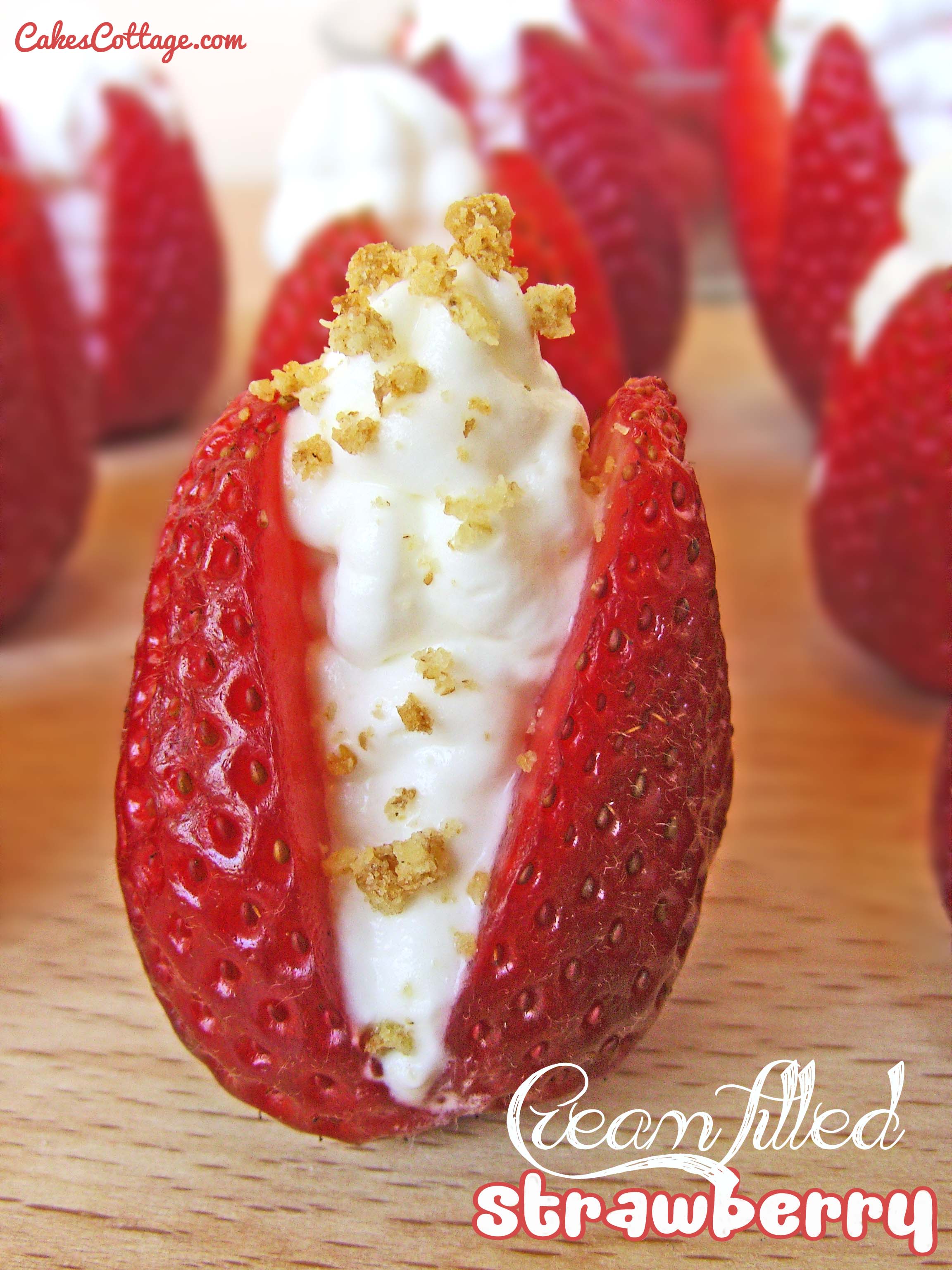 Strawberries filled with creamy cheesecake mixture.  #strawberries