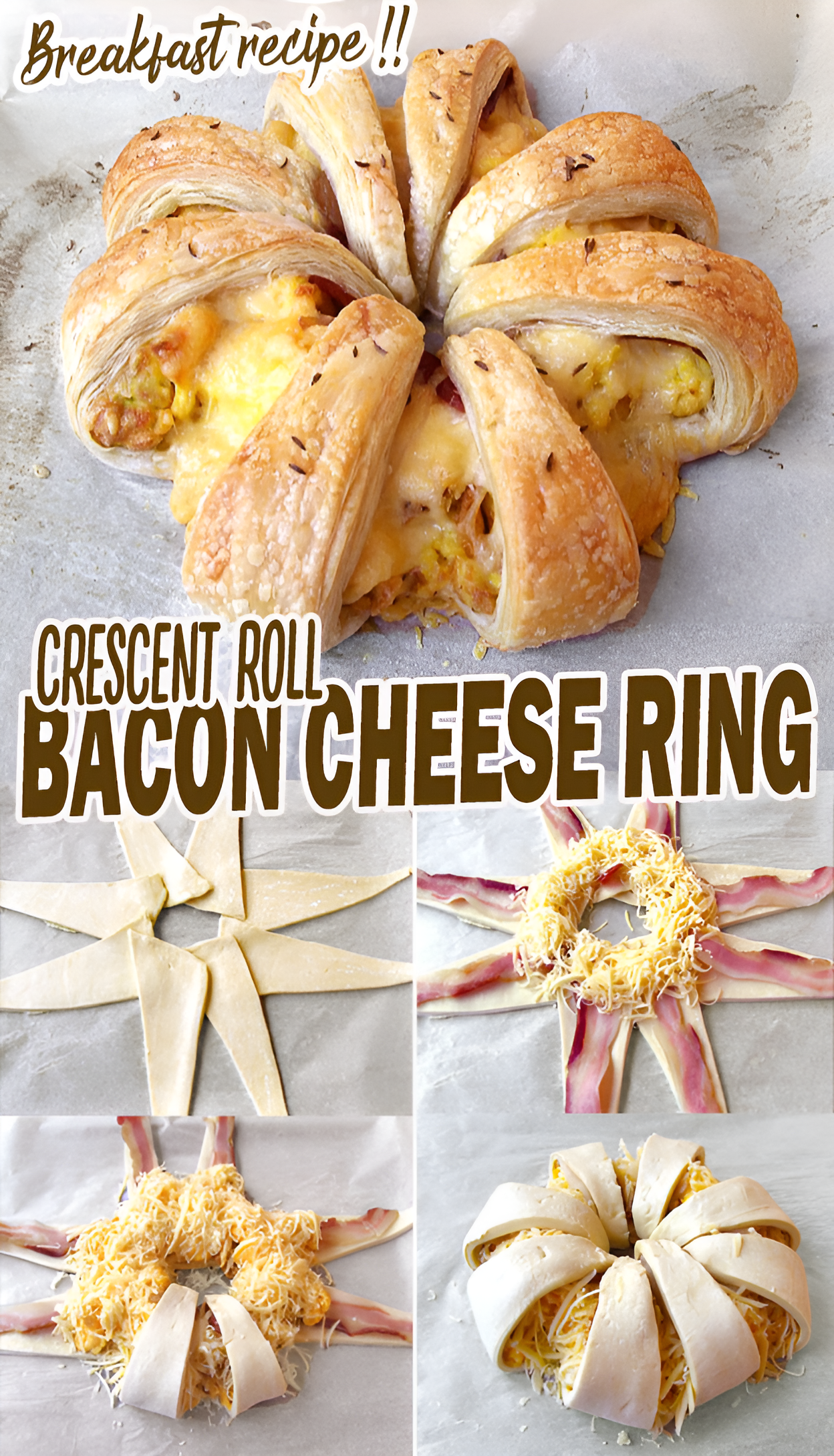 This beautiful Crescent Bacon Cheese Ring will be everyone's weekend breakfast of choice, it's loaded with bacon, eggs and cheese.