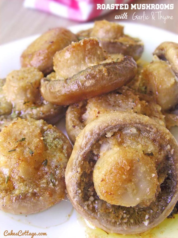 Roasted Mushrooms with Garlic & Thyme Cakescottage