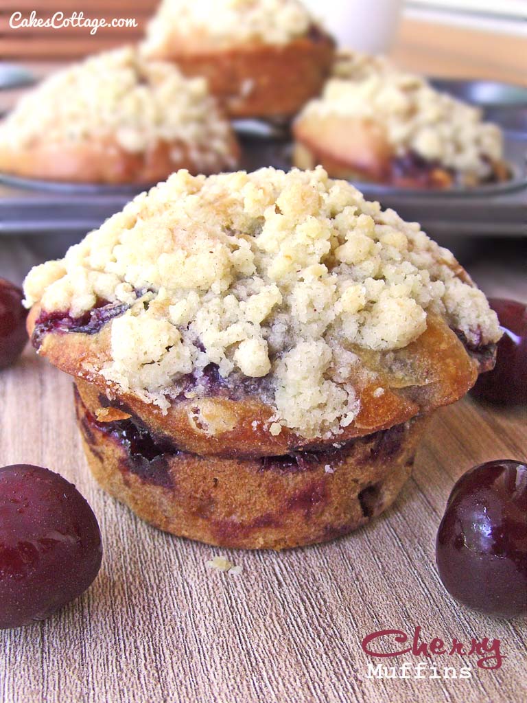 Cherry Muffins with Streusel Topping - Cakescottage