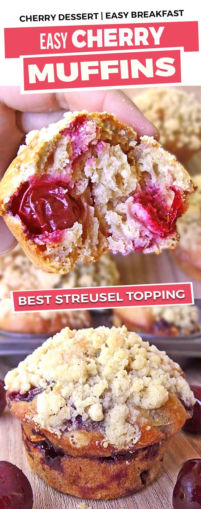 Cherry Muffins with Streusel Topping