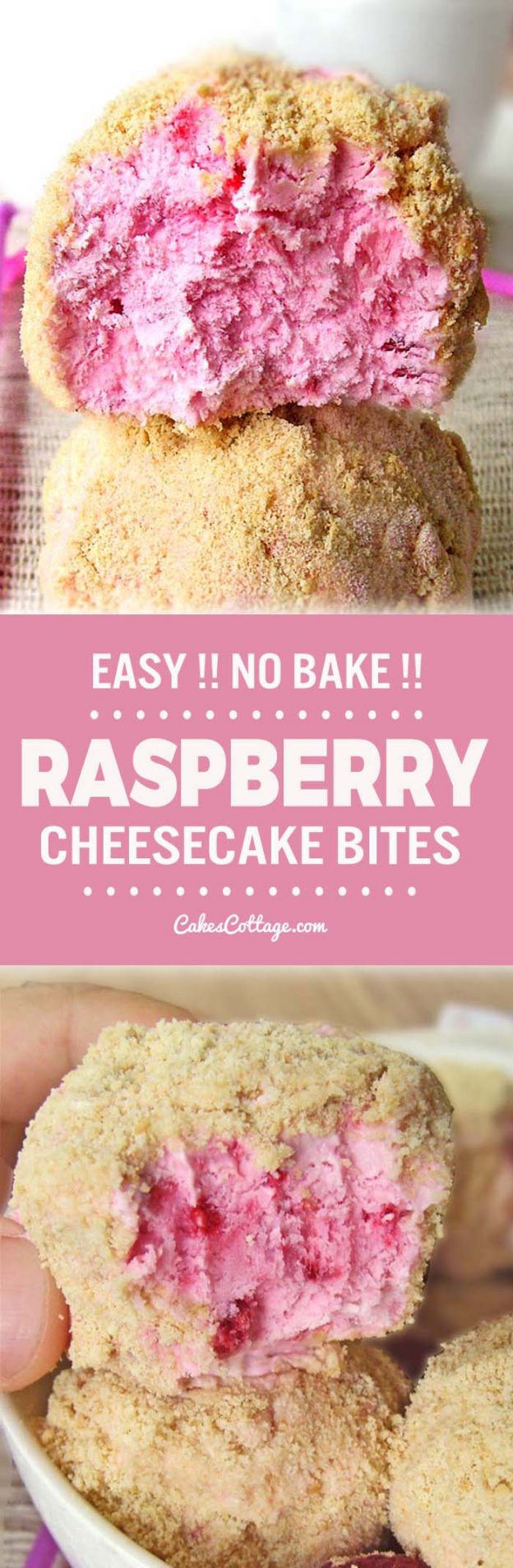 Easy Raspberry Cheesecake Bites - Cakescottage