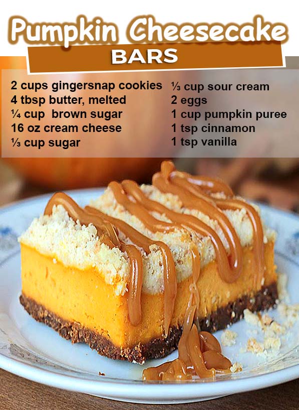 These pumpkin cheesecake bars are the PERFECT fall dessert. From their crunchy ginger cookie crust,  creamy pumpkin cheesecake filling, to the buttery streusel, the textures and flavors are simply divine.