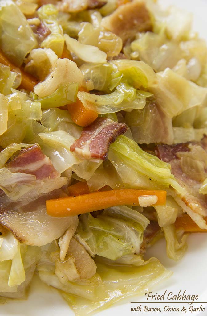 Fried Cabbage with Bacon, Onion & Garlic - Cakescottage