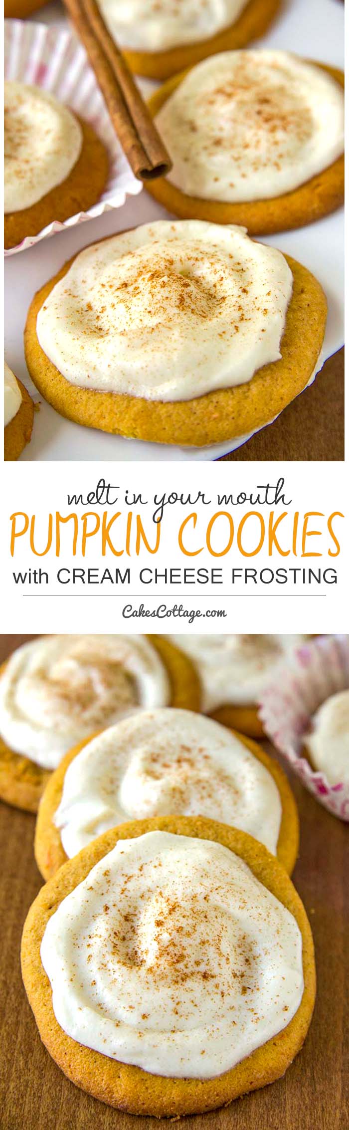 if you’re looking for pumpkin recipes, these melt-in-your-mouth pumpkin cookies are a MUST try this fall.
