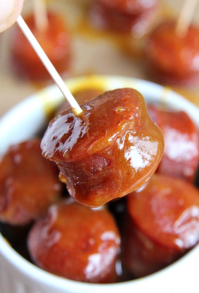 Crockpot Kielbasa Sausage Bites Appetizer Recipe - The Cookie Rookie®