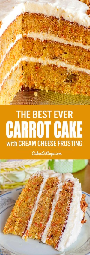 Carrot Cake with Cream Cheese Frosting - Cakescottage