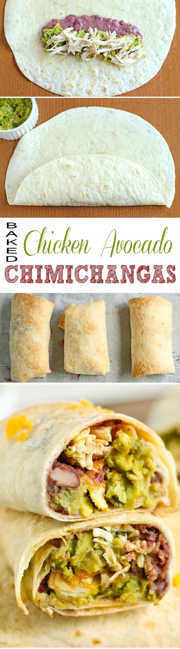 Baked Chicken Avocado Chimichangas - Cakescottage
