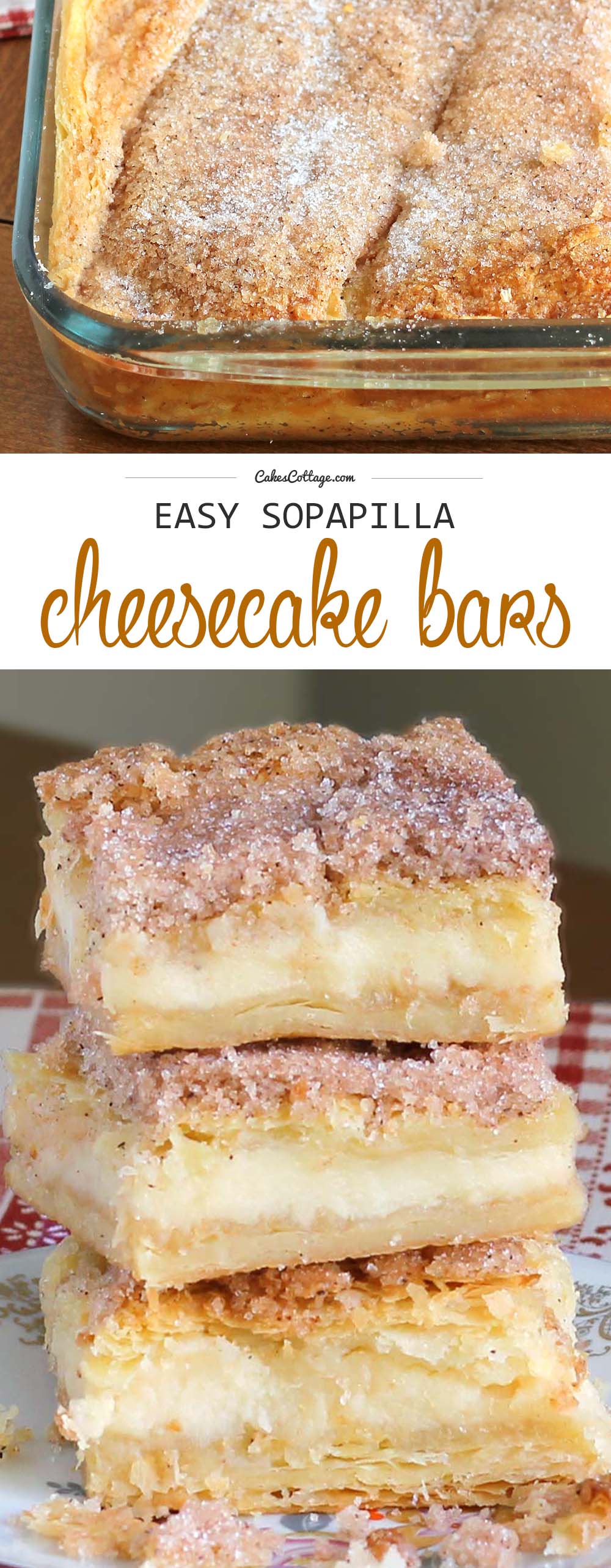 This version of sopapilla cheesecake bars is quick and easy with minimal effort. It starts and ends with Crescent Rolls, with simplest cheesecake filling. GOOD TIMES.