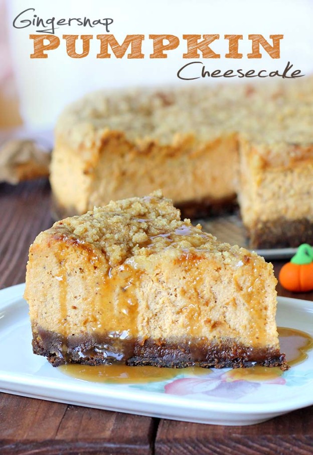 Gingersnap Pumpkin Cheesecake - Cakescottage