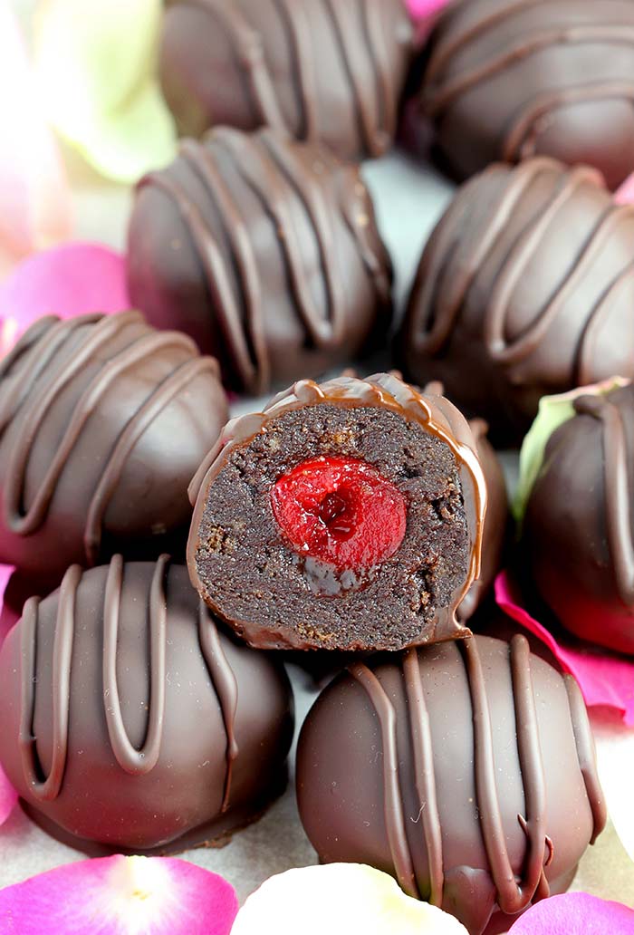 Chocolate Cherry Brownie Truffles - Cakescottage