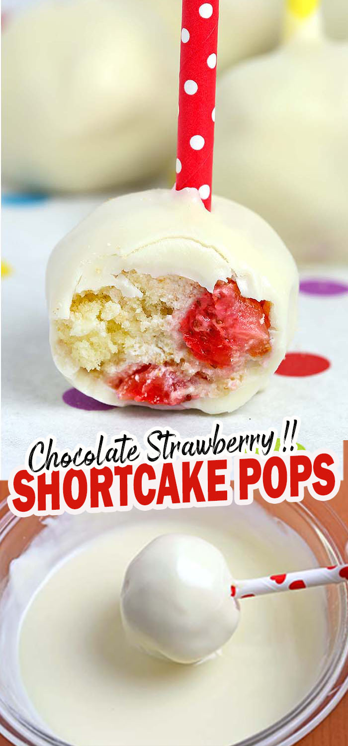 Strawberry Shortcake Pops. A simple and fun way to enjoy the classic strawberry shortcake. Made with fresh strawberries and soft shortcake. 