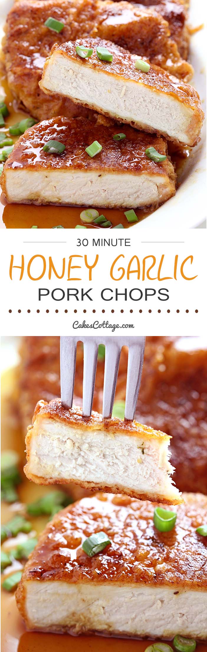 Double dipped and deliciously crunchy pork chops, coated in a sticky honey garlic sauce that is out of this world. So good, you’ll want to use this sauce on everything!
