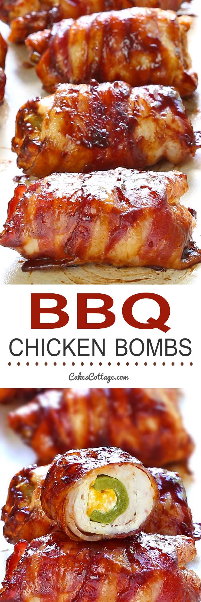 Get your tastebuds ready for a Bacon BBQ Chicken Bombs, it has chicken, cheese, bbq sauce, bacon and jalapeno...and yes, it's as good as you are dreaming it is!