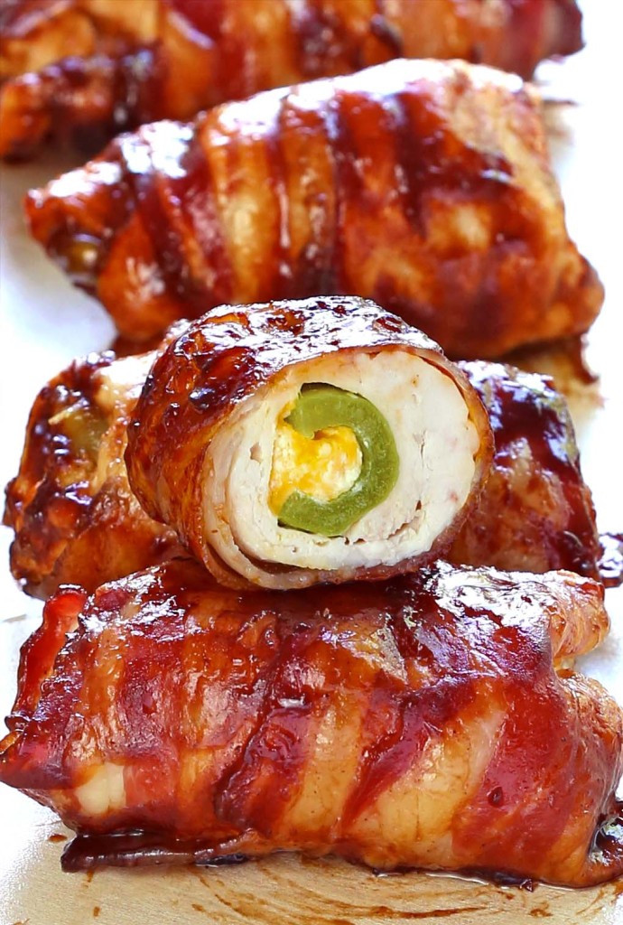 Bacon BBQ Chicken Bombs - Cakescottage