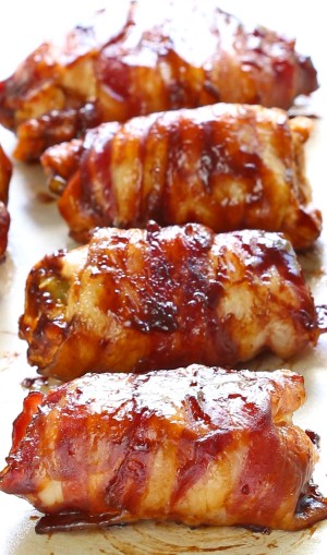 Bacon BBQ Chicken Bombs - Cakescottage