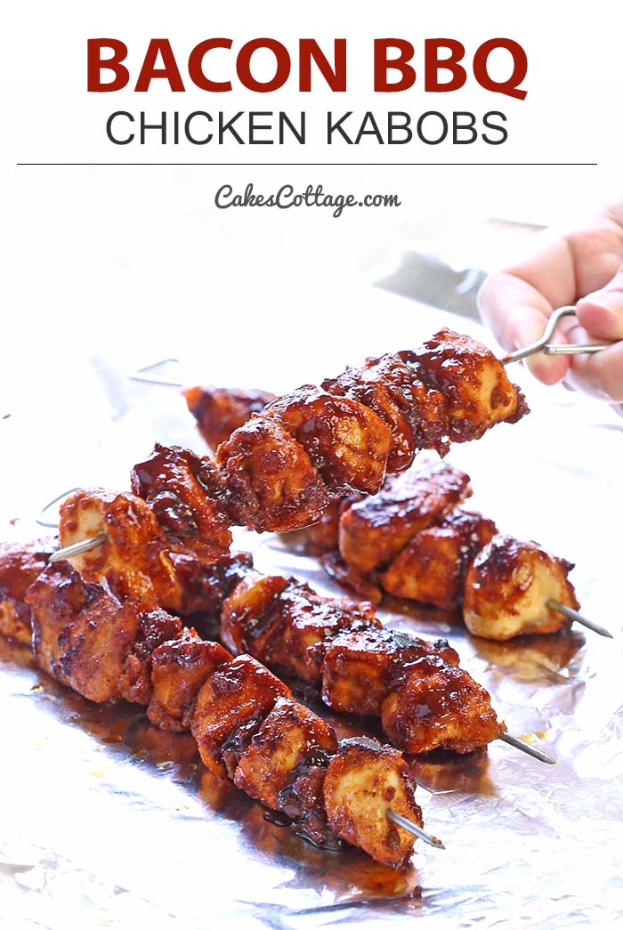 For some quick and easy weeknight grilling action, Bacon BBQ Chicken Kabobs hit the spot.