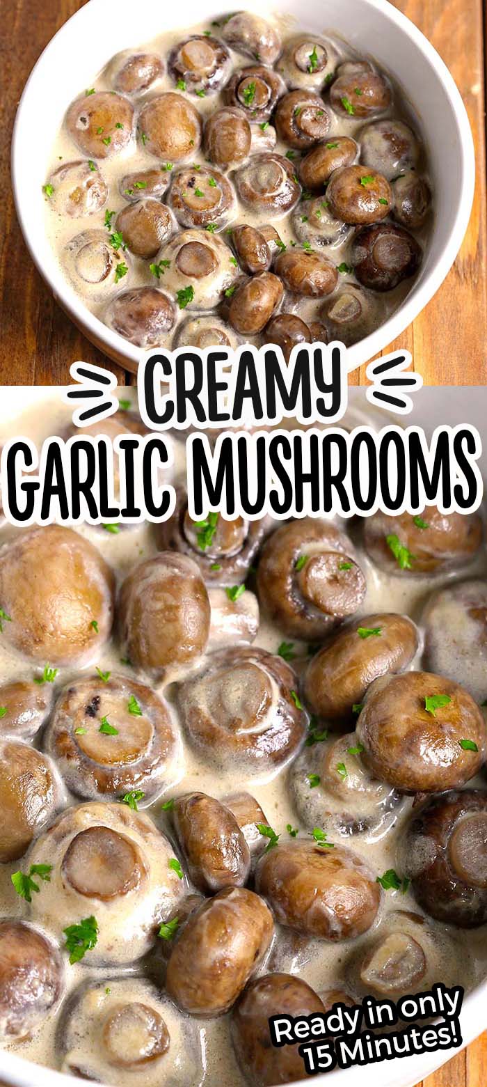 This Creamy Garlic Mushrooms is an incredible and by far one of the easiest mushroom side dishes I have ever made. #mushrooms #easy side dish #easy recipe