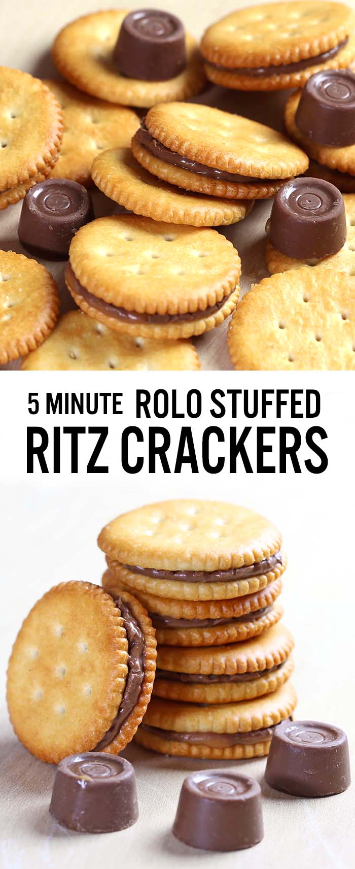 Rolo Stuffed Ritz Crackers - Cakescottage