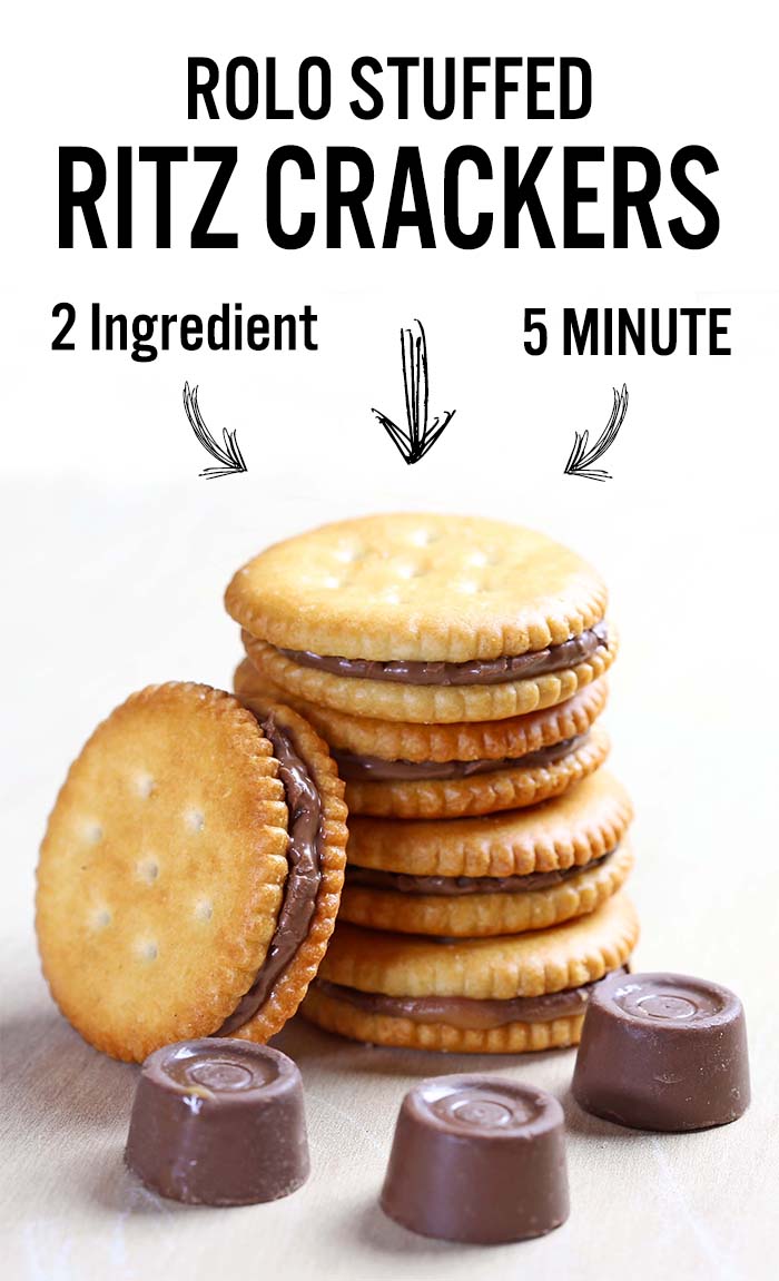 Rolo stuffed Ritz crackers - an awesomely easy-to-make salty-sweet, caramel-chocolate combo. Trust me. A match made in Heaven.