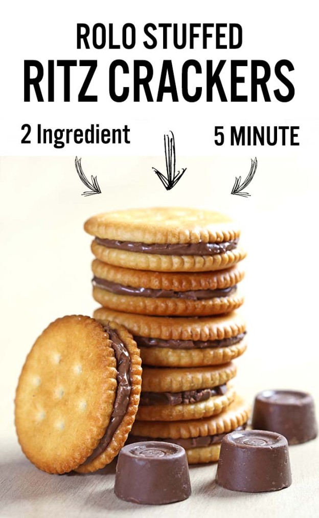 Rolo Stuffed Ritz Crackers - Cakescottage