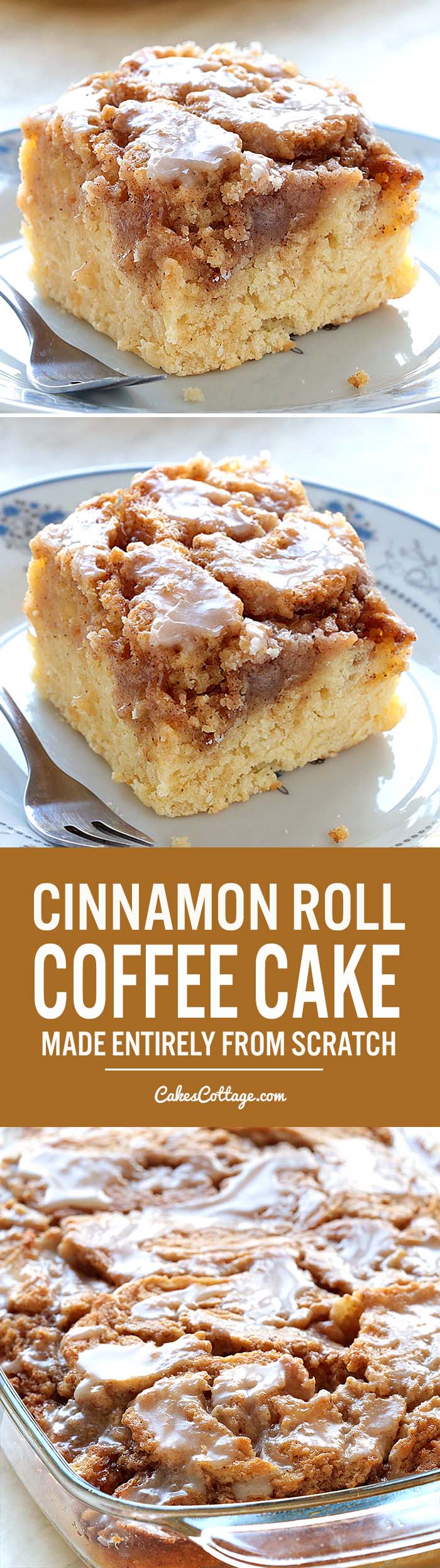Easy Cinnamon Roll Coffee Cake is simple and quick recipe for delicious, homemade coffee cake from scratch, with ingredients that you already have in pantry.