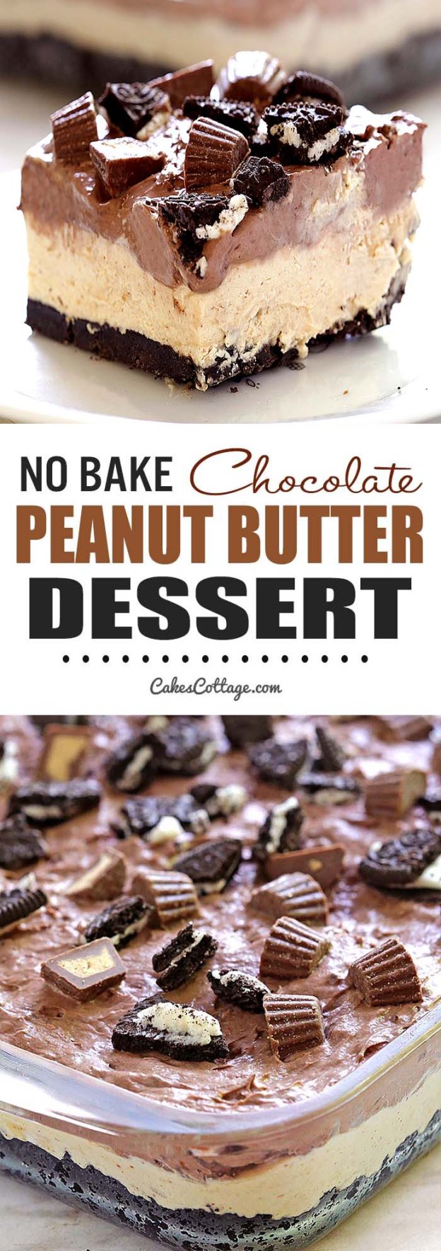 No Bake Chocolate Peanut Butter Dessert - Cakescottage