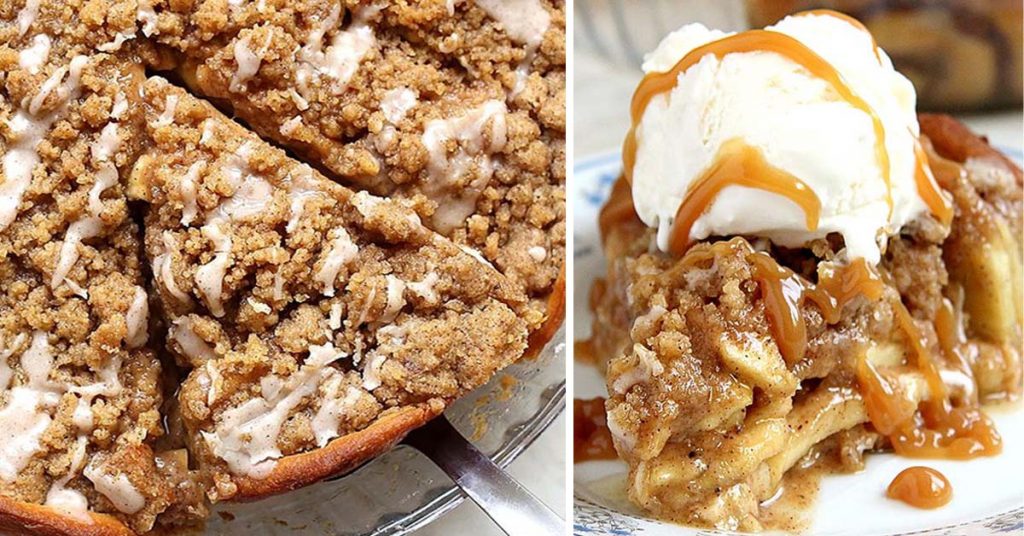 Cinnamon Roll Apple Pie - Cakescottage