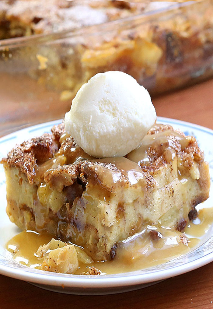 CARAMEL APPLE PIE BREAD PUDDING! Oh my! You combined apple pie and bread pudding?! It looks and sounds incredible! Perfect for dessert, or even breakfast! 