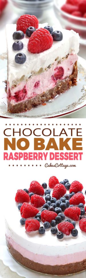 No Bake Chocolate Raspberry Dessert - Cakescottage