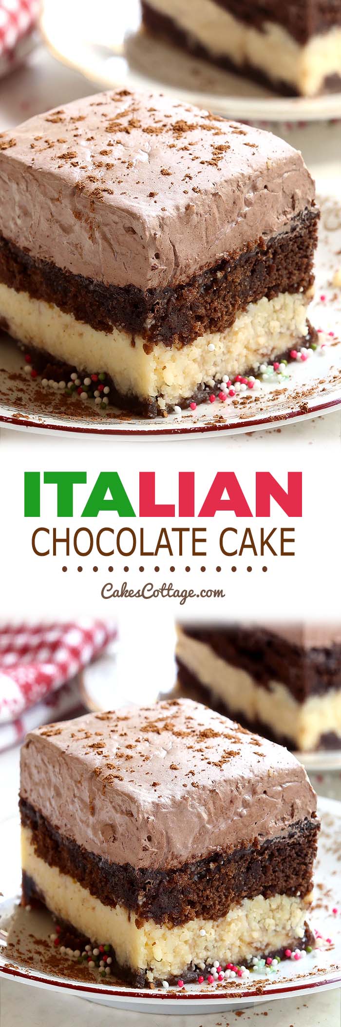 A combination of chocolate marble cake and cheesecake with a creamy chocolate topping, this Italian Chocolate Cake is an absolute must try.