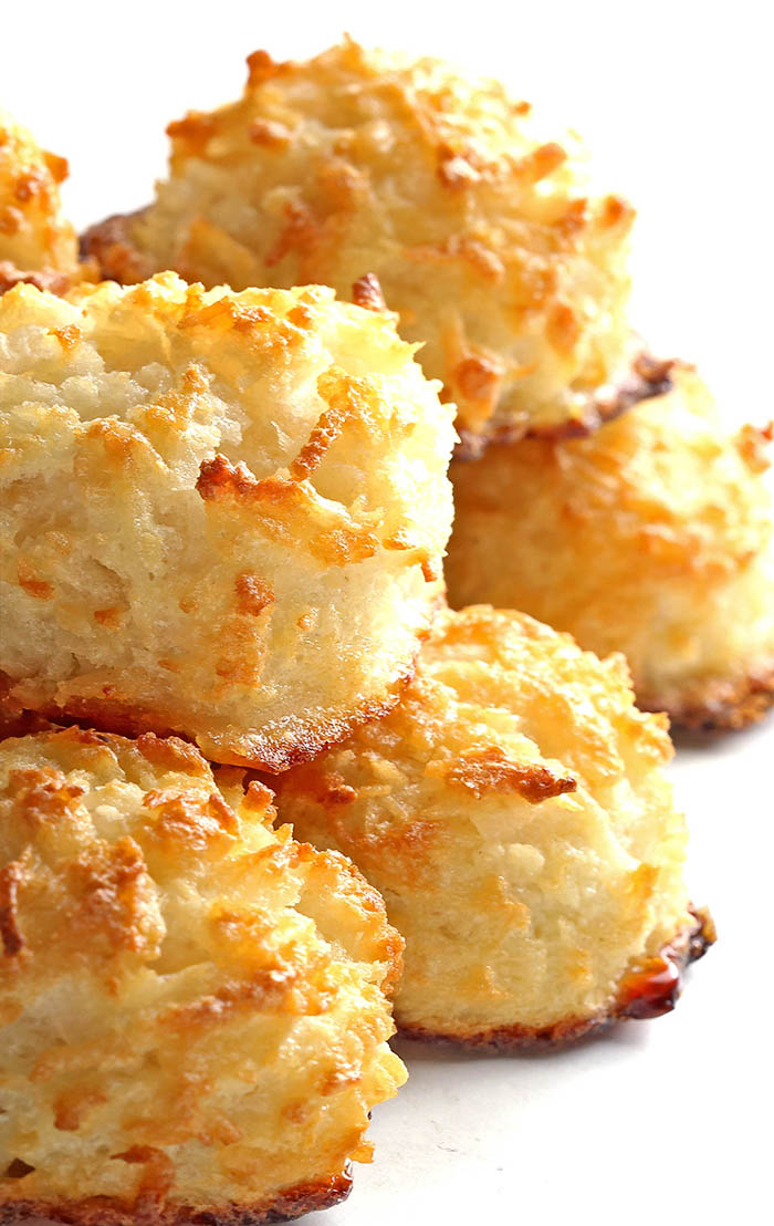 Light and chewy 3-ingredient Coconut Macaroons are the easiest cookies of all time. Dipping them in chocolate is "optional" but really, why wouldn't you? 