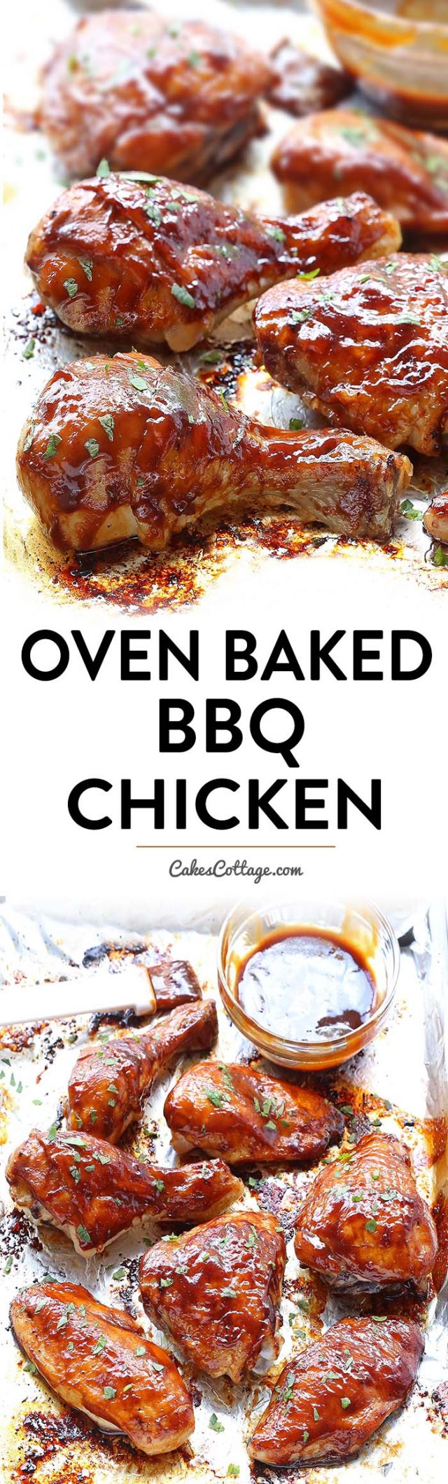 This is one of the juiciest oven baked BBQ chicken you'll ever taste.