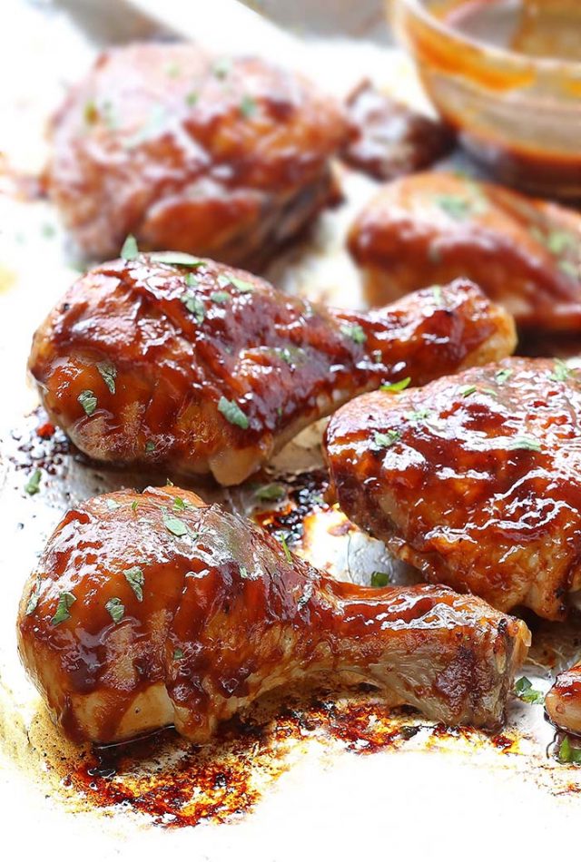 This is one of the juiciest oven baked BBQ chicken you'll ever taste.