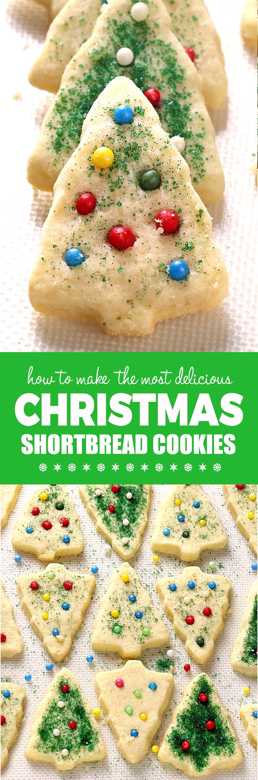 These delicious, buttery and melt in your mouth Christmas Shortbread Cookies look like they came from a fine bakeshop! Perfect for gifting and parties, people of all ages love them!