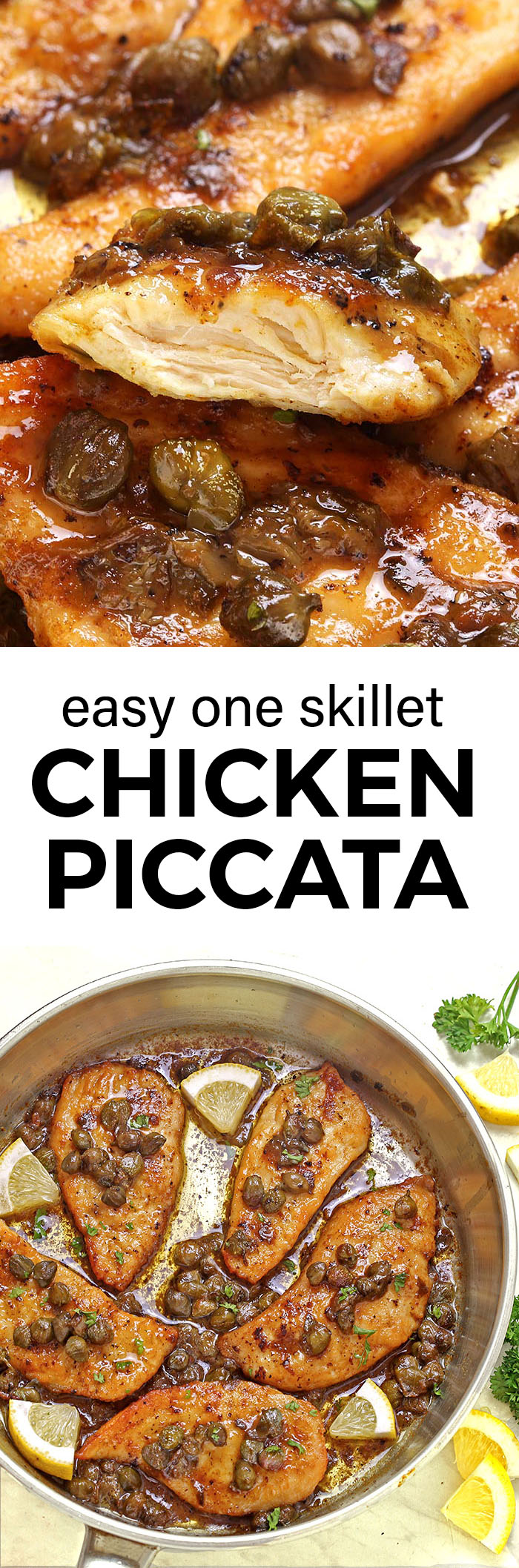 Tender, Buttery Melt in your mouth Easy Chicken Piccata! A few simple ingredients, 35 minutes, to make this delicious restaurant quality meal at home! 