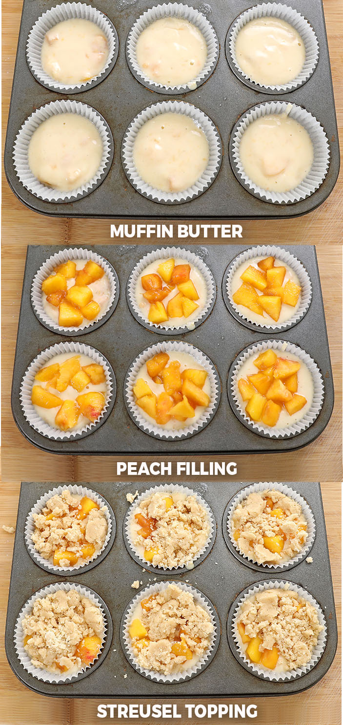 Easy Peach Cobbler Muffins are delicious just like Grandma’s peach cobbler, with a perfect streusel topping and cinnamon flavor.