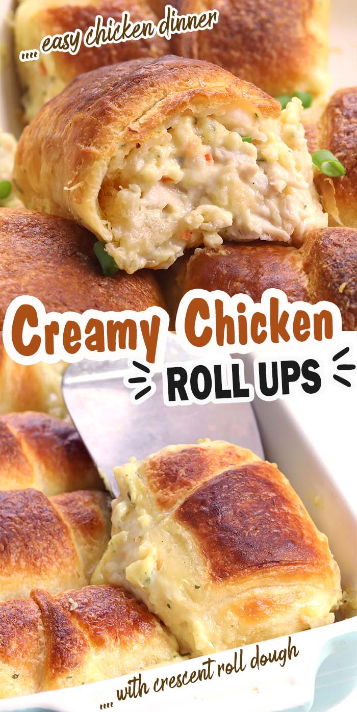 Creamy Chicken Roll Ups, served with a creamy gravy - a weeknight family favorite!! Only 5 ingredients and 10 minutes to throw together and dinner is ready when you are!! This recipe is a keeper! #easydinner #chicken #weeknightdinner