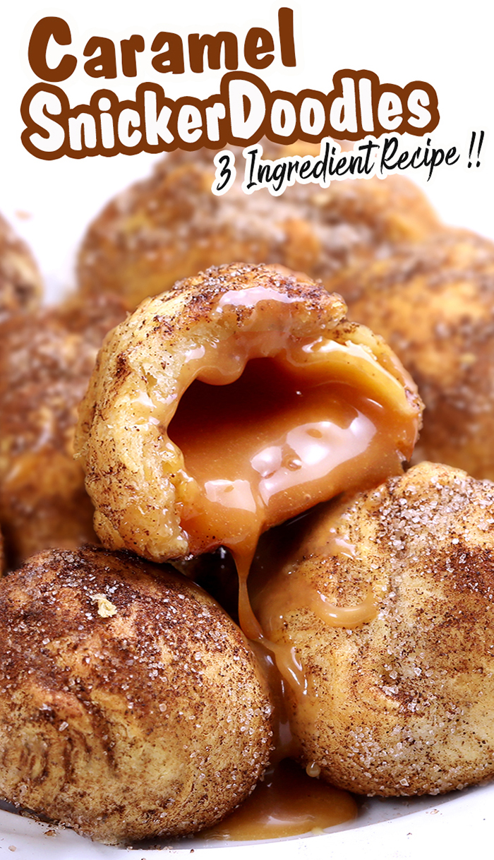 3-ingredient Caramel Snickerdoodle Bombs is a quick and easy recipe full of gooey caramel filling. Perfect to serve at your next Fall party.