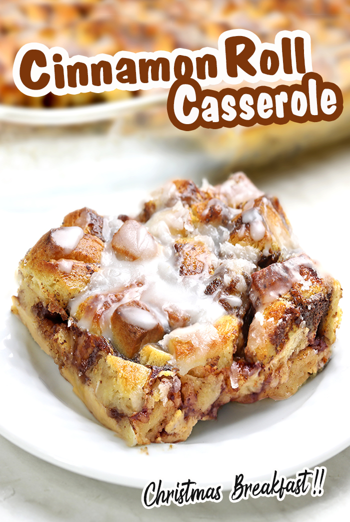 There’s nothing like the smell of Cinnamon Roll Casserole coming out of the oven on the Christmas Morning.