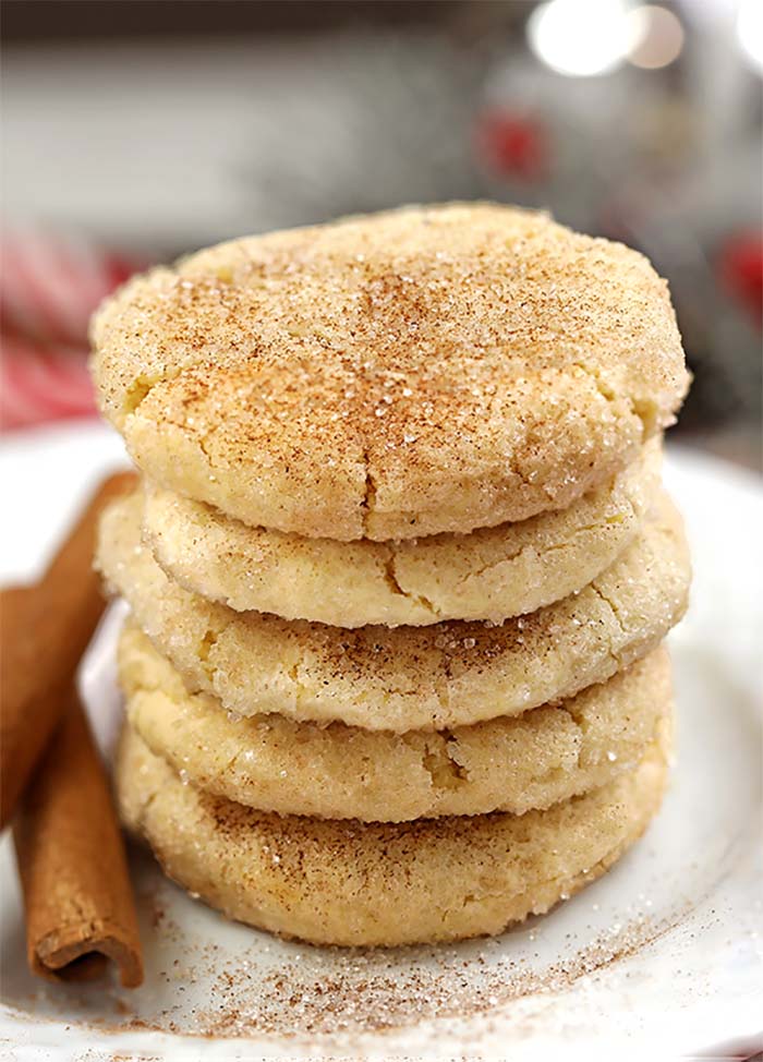 Eggnog Snickerdoodles - your favorite sugar cookie with a Christmas twist. Soft, chewy texture, and flavors of eggnog and spices — they’re sure to be a big hit!