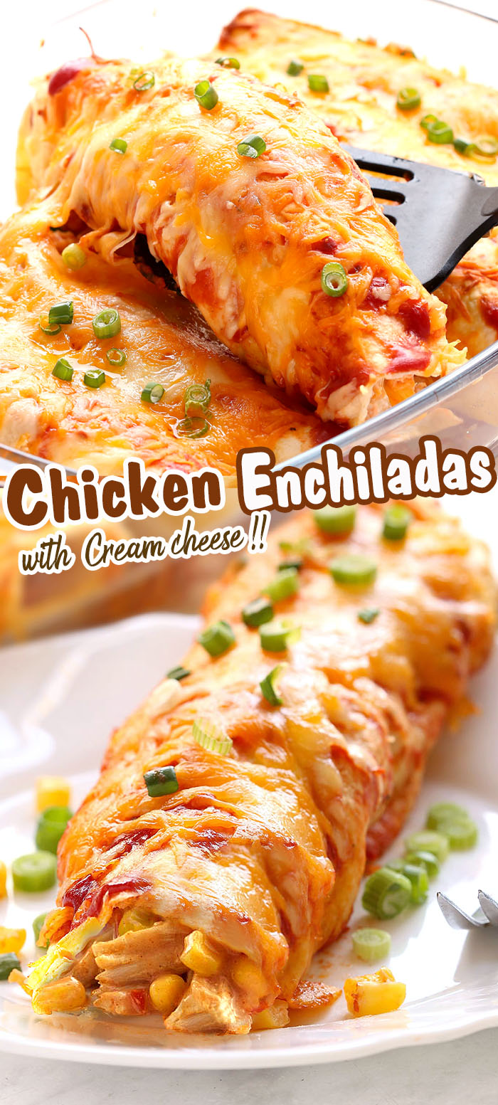 Easy Cream Cheese Chicken Enchiladas   Cakescottage