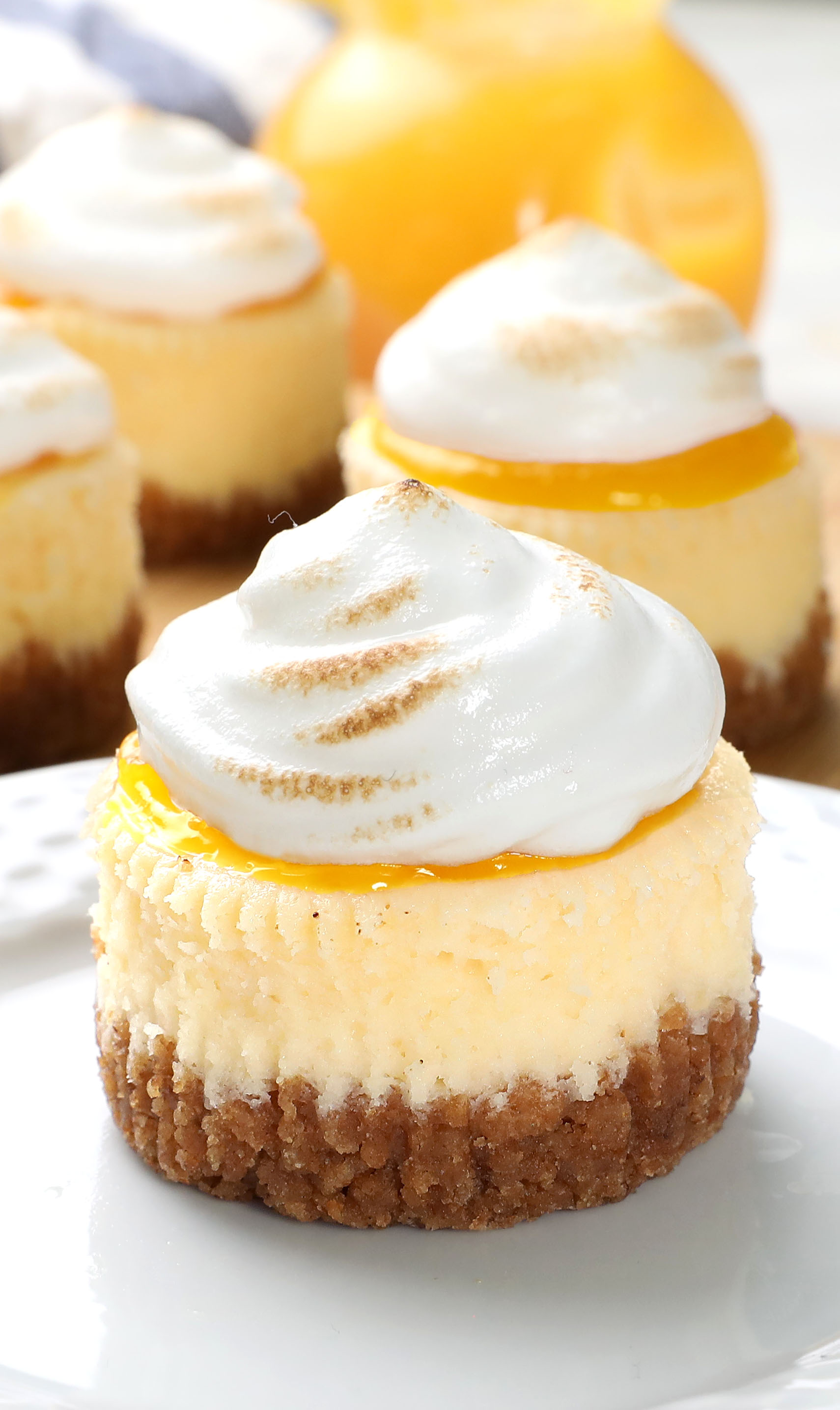 Lemon Meringue Mini Cheesecakes are light and lemony bite-sized desserts and will be the perfect addition to your Easter or Mother’s Day menu!