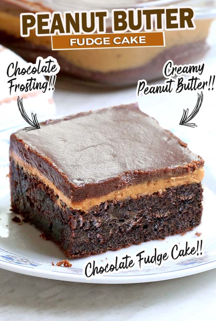 Chocolate Peanut Butter Fudge Cake - Cakescottage