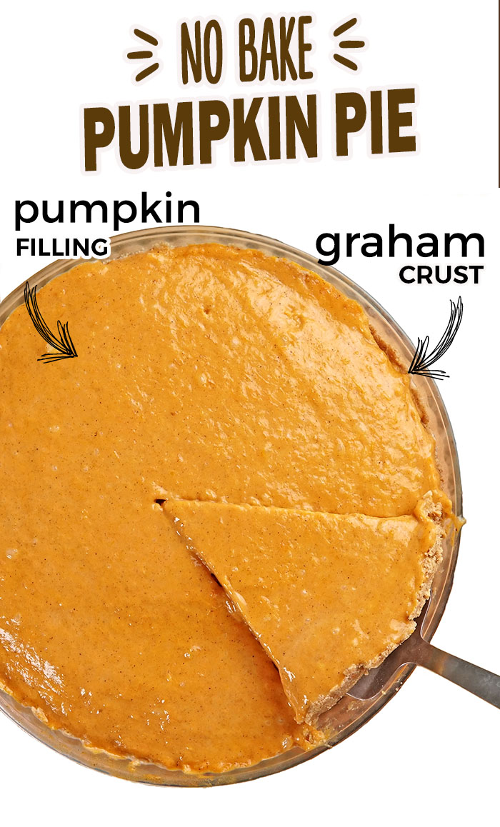 No Bake Pumpkin Pie Perfect for Thanksgiving and Fall made with graham cracker crust and super easy pumpkin filling.