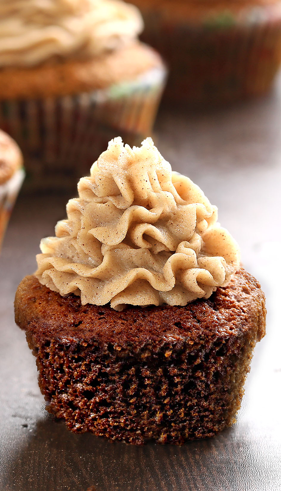 These Gingerbread Cupcakes with Cinnamon Brown Butter Frosting are the perfect sweet treat for the Christmas Holidays! Moist, so delicious, full of warming spices, and topped with cinnamon brown butter frosting simple enough to make any day of the week for a fun December treat.