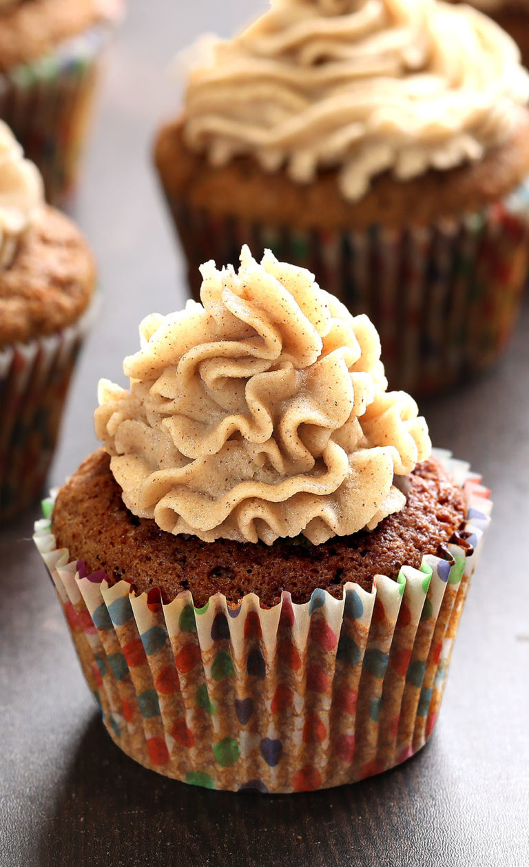 Gingerbread Cupcakes with Cinnamon Brown Butter Frosting