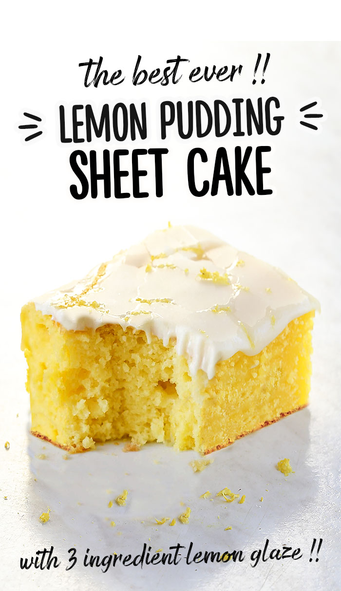 Best Lemon Pudding Sheet Cake is a lemon lover’s dream! Tender, moist dessert that’s made with a boxed cake mix, lemon pudding mix, and covered with a 3-ingredient lemon glaze! Ready to enjoy in just 35 minutes!